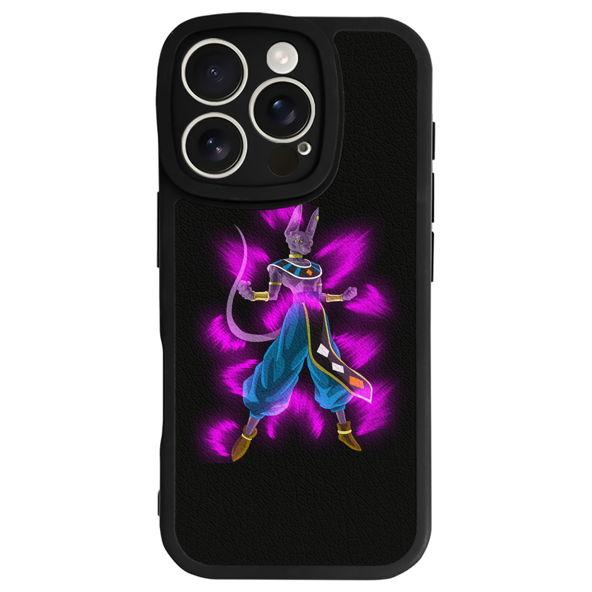 （画像用） ドラゴンボール ビルス 破壊神ビルス DRAGON BALL Beerus Birusu 【iPhone 16シリーズ対応】シリコンスマホケース（レザー調） 材質：シリコン
